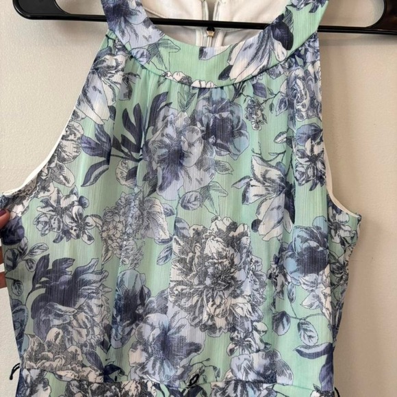 Tommy Hilfiger Halter Fairycore Green Navy Maxi Ruffle Hem Boho Small Dress - Picture 5 of 8